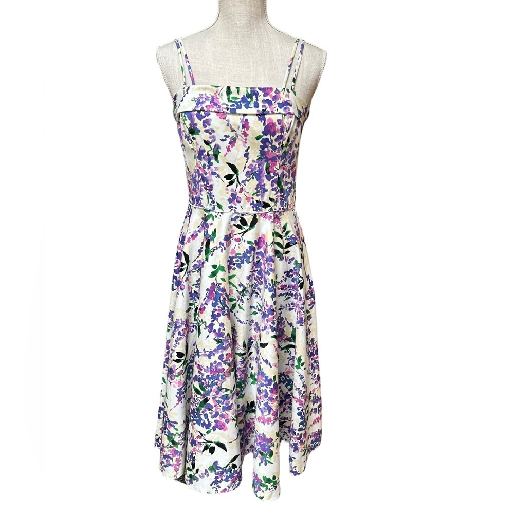 Maggy London Women' s Floral Print Spaghetti Strap Midi Sun Dress Size 6P